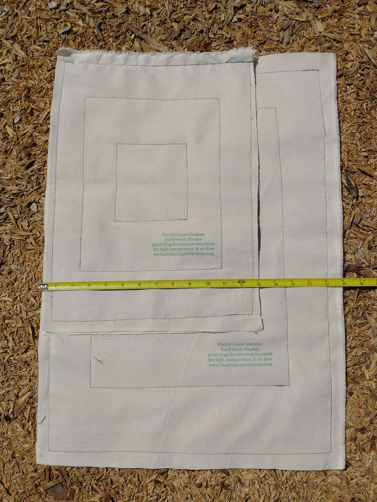 Earthworm Blankets and tape measure. large and small blankets. sold by Dockery Lane Gardens