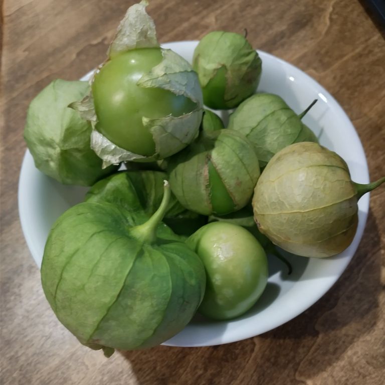 bowl of fresh tomatillos